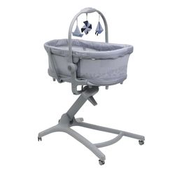 Chicco Baby Hug Pro 5-in-1 Crib Including a Crib, Bassinet, Recliner highchair or First Chair for 0-36 Months, Easily Portable, Included Toy bar for Entertainment, Earl Grey