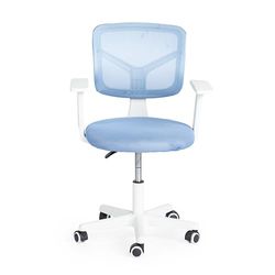 FurnitureR Home Bureau, computerstoel voor jongeren/jongeren, met ademend net, draaibaar, in hoogte verstelbaar, met armleuningen, blauw, metaal, 50 x 53 x 87 cm