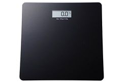 King Home B1407314/A personenweegschaal met LCD-display, maximale draagkracht 150 kg, glazen voet, zwart, 30 x 30 x 1,70 H