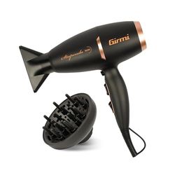 Girmi PH91 Professionele haardroger, 2200 W, 2 snelheden, 3 temperaturen, ionenfunctie, inclusief diffuser, zwart/goud