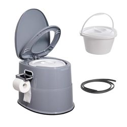 VEVOR Toilette Portable avec Réservoir à Matières 5 L Toilette de Camping avec Porte-Papier et Support de Téléphone sans Odeur WC de Voyage pour Camping-car Caravane Chambre à Coucher Femmes Enceintes