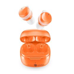 Music Sound - Flow - Auriculares intrauditivos inalámbricos Bluetooth - Tiempo de reproducción 25 H - Naranja