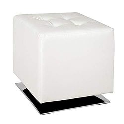HAKU Möbel Banqueta cromada, branco, imitação de couro, metal - Dim. : A 40 cm x L 42 cm x P 40 cm, estilo: Moderno