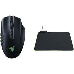 Razer Naga V2 Pro + Gigantus V2 Medium - Ratón inalámbrico para juegos MMO con rueda HyperScroll Pro, sensor óptico de 30K y alfombrilla blanda para juegos con iluminación RGB