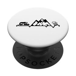 Camping Camper montañas y cerveza latidos del corazón móvil de viaje PopSockets PopGrip Adhesivo