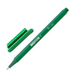 Kores - K-Liner : Feutres Fins Verts, Stylos à Pointe Fine de 0,4 mm pour l'Écriture, les Croquis et le Dessin, Pointe Gainée de Métal, Forme Triangulaire Ergonomique, Paquet de 12