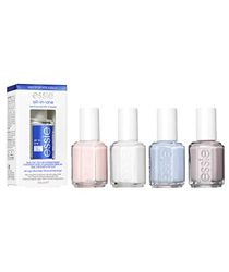 essie Nagellack presentset kvinnor "favoritfärger" för färgintensiva naglar, nagellack utan en söm + saltvatten happy + vit + balettofflor + bas/topplack all-one, 5 x 13,5 ml