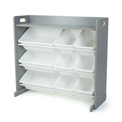 Humble Crew, étagère pour Enfants, Organisateur de Jouets avec 9 bacs de Rangement, Gris/Blanc