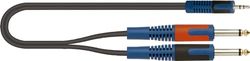 QUIK LOK kabel Rok solid RKSA/140-1 meter - mini stereo 3,5 mm - 2 mono-uttag, svart