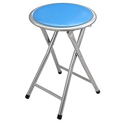 DRW Klapkruk van metaal en gevoerde pvc-zitting met veiligheidssluiting in blauw, 30 x 45 cm