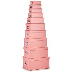 Caja Multiusos Cartón Metal (33 X 23 X 47 Cm) (10 Piezas), Color Rosa
