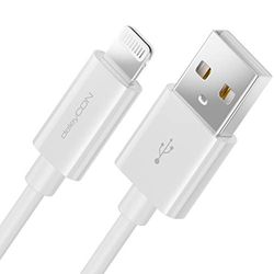 deleyCON 2m Lightning 8 Pin USB Cable de Carga Cable de Datos Certificado MFI para Apple iPhone 14 Pro Max 14 Pro 14 Plus 14 SE 13 Pro Max 13 Pro 13 Mini 12 Pro Max 12 Pro 12 Mini - Blanco