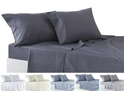 Todocama – Juego de Sábanas de 4 Piezas – Sábana Bajera Ajustable – Encimera - Dos Fundas de Almohada de 50x80cm. (Cama 90-90x190/200 cm, Gris Oscuro)