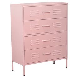 DRW Comoda con 4 cassetti con Prese d'Aria in Metallo in Rosa 80 x 35 x 102 cm, Altezza Gambe: 15,5 cm, estandar
