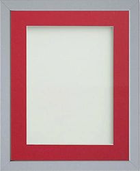Frame Company Jellybean Range Grey Wooden 9x7 inch Picture Photo Frame with Red Mount for Image 6x4 inch * Choice of Colours & Sizes* Fitted with Perspex