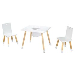 roba Kinderzitgroep, kindermeubilair set van 2 kinderstoelen & 1 tafel, hout, wit gelakt, incl. opbergnet