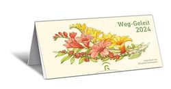 Weg-Geleit 2024 - Calendario mensual para colocar con dibujos florales, diseño de Elisabeth y texto para amantes de las flores, 12 hojas mensuales, tarjetas postales para recortar, 21,0 x 10,5 cm