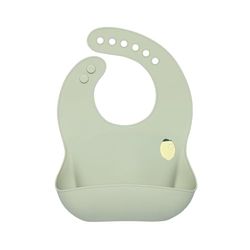 LÄSSIG Siliconen babyslabbetje baby slabbetje met opvangbak vaatwasmachinebestendig/Happy Fruit Lemon