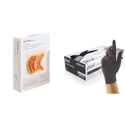 SousVideTools | Vacuum Sealer Bags | Pack of 100 | 20cm x 30cm | Embossed Food Storage & Unigloves Black Pearl Nitrile Examination Gloves - Multipurpose