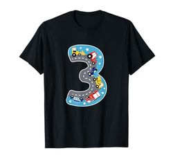 Niños tractor, camión y coche de policía 3er cumpleaños 3 años Camiseta