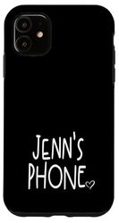 Jenn's Phone Jenn Nom personnalisé Blanc Noir Coque pour iPhone 11