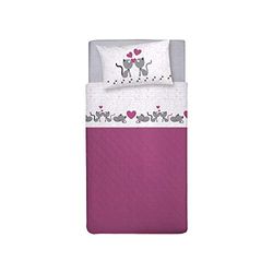 PENSIERI DELICATI Completo Letto 1 Piazza e Mezza 100% Cotone, Completo Lenzuola 1 Piazza e Mezza 120x200 Comprensivo di Lenzuolo sotto, sopra e 1 Federa, Made in Italy, Fantasia Gattini Rosa