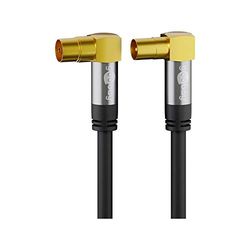 Goobay 70475 - Cable coaxial para antena de televisión (90°, 135 dB, apantallado cuádruple, 10 m), color negro