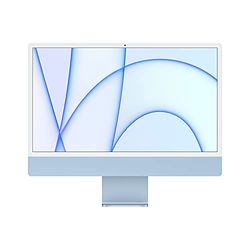 Apple iMac-all-in-one-desktop (2021) met M1-chip: 8 core CPU, 7 core GPU, 24 inch Retina-display, 8 GB RAM, 256 GB SSD-opslag, 1080p FaceTime HD-camera. Werkt met iPhone/iPad; blauw