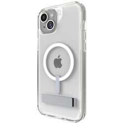 ZAGG Crystal Palace Snap KS Grafenförstärkt Mobilskal med Stativ för iPhone 14 Plus och iPhone 15 Plus [6,7 tum], MagSafe-kompatibelt, Antigulning, Stöttåligt Mobilskal (Transparent)