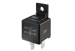 HELLA Relé, corrente de trabalho - 12 V - 4 polos - Diagrama de circuito: S1 - Conector: A - Contato de fecho - Cor: preto - com suporte - 4RA 965 400-001