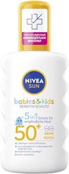 NIVEA SUN Babies & Kids - Spray solare sensibile SPF 50+, extra impermeabile, protezione solare per bambini, protezione solare senza profumo anche per pelle incline all'eczema (200 ml)