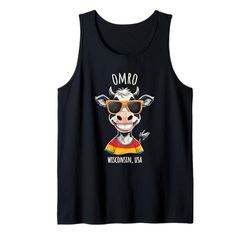 Omro WI USA - Mucca divertente cartone animato design Canotta