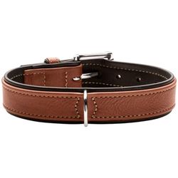 HUNTER Collare per cani Canadian UP, colore cognac/nero, in morbida pelle morbida, morbido, morbido, ecologico, sostenibile, made in Germany, taglia 40