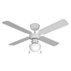 Plafondventilator Caribisch model, elegant wit, krachtig met 50 W vermogen en 101,6 cm vleugels, ideaal voor de verfrissing en stijl van je kamer, perfect voor elke ruimte.