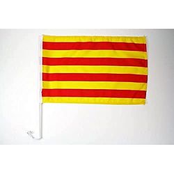 AZ FLAG - Drapeau Catalogne Pour Décoration Voiture Avec Attaches En PVC Et Système d'Accroche - Car Flag Catalan - 100% Polyester - 50g - 45x30 cm