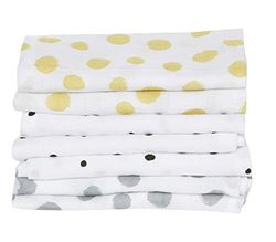 Salviette per bambini in mussola di cotone, 7 pezzi, 30 x 30 cm, Öko-Tex Standard 100 (macchie gialle)