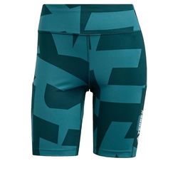 adidas Donna Terrex Multi 8inch Printed Tight Shorts, Mystery Green/Aurora Ivy, XL