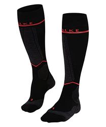FALKE SK Energizing Wool W Kh lana filo funzionale con compressione 1 paio, Calzini da sci Donna, Nero Black-Neon Red 3178, 35-38