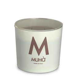 MUHA' | Candela Profumata in Vetro Bianco, Fragranza Acqua e Sale, Profumatore per Ambienti, Formato da 270 Gr