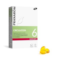 PRANARÔM - Oléocaps 6 - Circulation - Aux Huiles Essentielles Ciblées - Romarin, Genévrier, Citron, Gingembre & Pin Sylvestre - 100% Naturelle Et Bio - HECT - 30 Capsules Prédosées