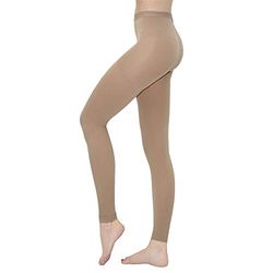 Terramed Advanced Graduated Compression Leggings Women - 20-30 mmHg Footless Microfiber Leggings Tights, Beige, XXL