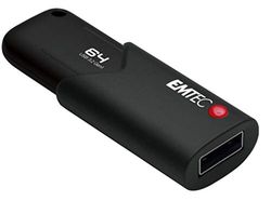 Emtec - Clé USB 3.0 (3.2) Click Secure B120 - Mémoire Flash Drive De 64 Go - Stockage Externe - Lecture 100Mb/S - Écriture 20Mb/S - Avec Logiciel D'Encryption AES256 Bits FIPS140-2 - Noire