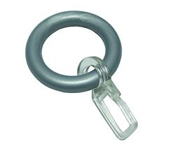 GARDINIA gardinringar för fönsterstänger/caféstänger, Inklusive veckkrokar, 10 st, Ringbredd 6 mm, Plast, Silvermatt