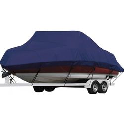 Seamander Housse de Bateau remorquable, s'adapte à Tous Les Bateaux de pêche et de Ski I/O ou O/B, Les Grands Bateaux de Ski de Tournoi de 4,8 à 5,7 m de Long x 238,8 cm de Large - Bleu Marine