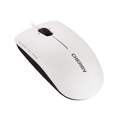 CHERRY MC 2000, bedrade muis, geschikt voor rechts- en linkshandigen, 3-knops muis, kantelwiel voor horizontaal/verticaal scrollen, GS-goedgekeurd, wit-grijs