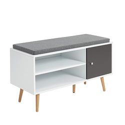 BAÏTA Panca Scarpe, Bianco e Grigio, L95cm ADELE03