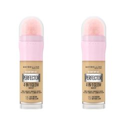 Maybelline New York Instant Anti Age Rewind Perfector, 4-In-1 Primer, Concealer, Highlighter, Self-Adjusting Shades, Evens Skin Tone with a Glow Finish, Shade: 1.5 Light Medium (Pack of 2)