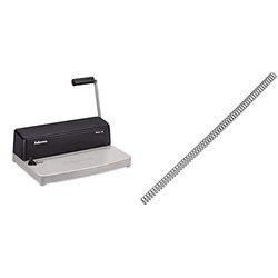 Fellowes Metal 25 Encuadernadora manual de espiral metálico, uso ocasional + 5110301 Pack de 100 espirales metálicas 10 mm, negras
