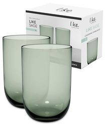like. by Villeroy & Boch – Like Sage Long Drink Glass Set 2 pces, Coloured Glass Green, Capacity 385 ml