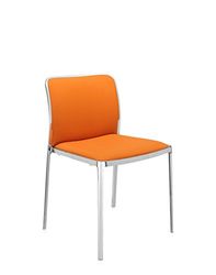Kartell Audrey Soft stoel, plastic, aluminium glossy/trevira oranje, 51 x 80 x 52 cm